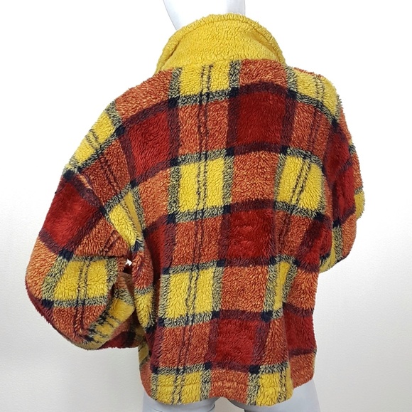Cotton & Beyond Faux Fur Plaid Short Jacket - Picture 2 of 8